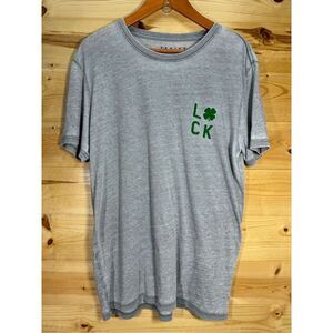 Lucky Brand Venice Burnout Men's Size Medium Heather Gray Shamrock Graphic T-Shi